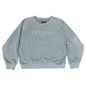Victoria’s Secret Fleece Crewneck Embroidered Sweatshirt in Dusty Sage Green XL